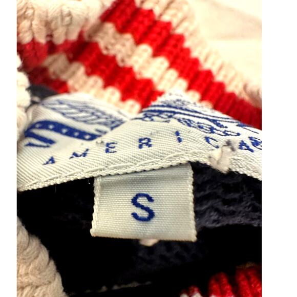 Perry Ellis Vintage 1980s American Flag Intarsia Knit Evil Knievel Levis Sweater - Picture 8 of 10